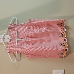 NWT. Madewell sz xxs. Sleeveless gingham blouse with scalloped/ embroidery hem